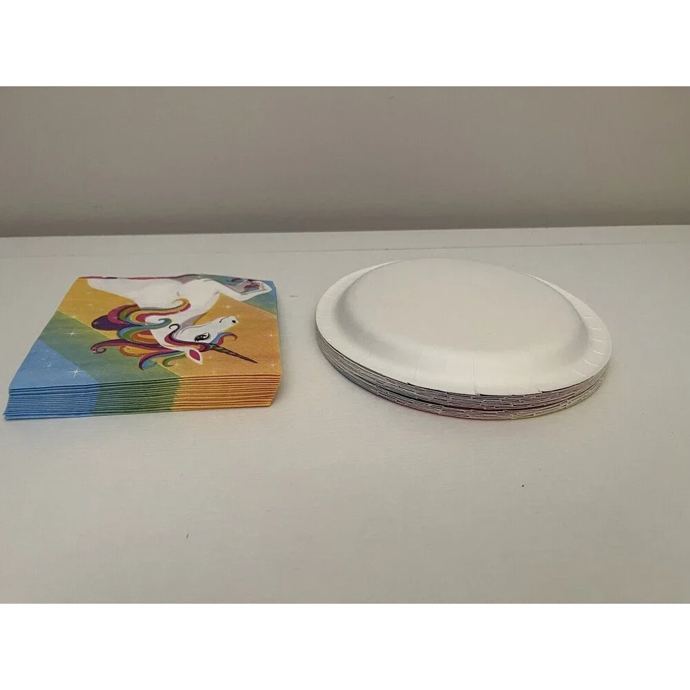 Unicorn Rainbow Party Pack for 16 People | Cake Plates & Napkins